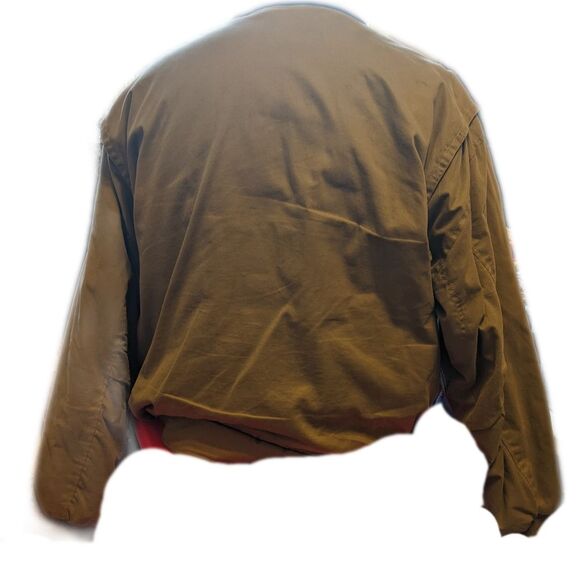 Dockers men's zip/snap heavy winter coat, tan w/ brown leather accents L - Picture 2 of 6